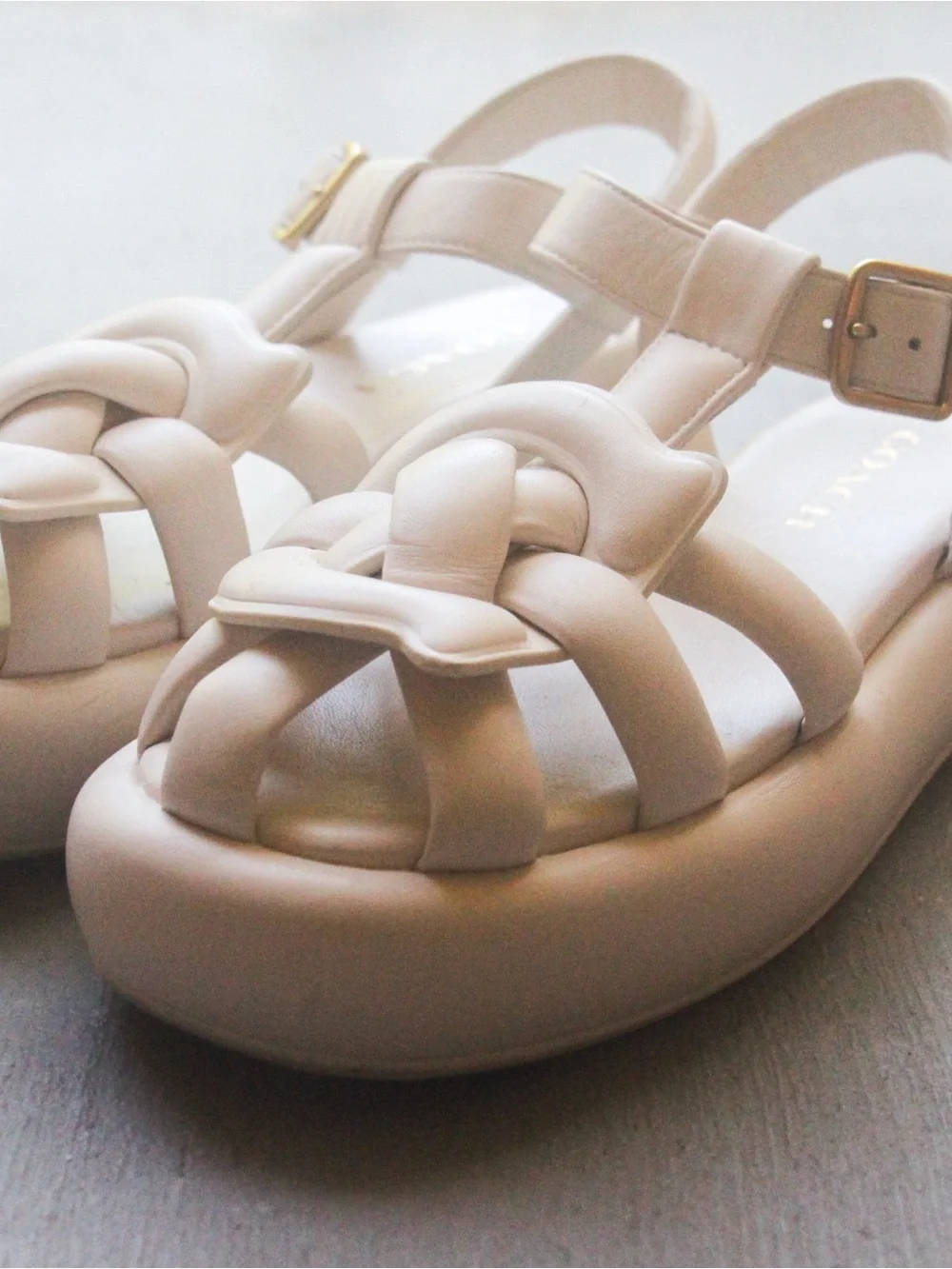 Coach Cream Braided Platform Sandals